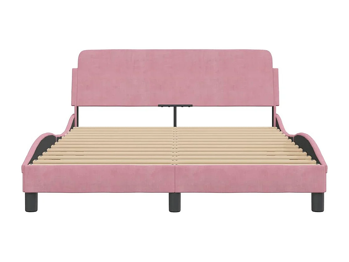 Cadre de lit avec tête de lit Dover rose 140x190cm velours