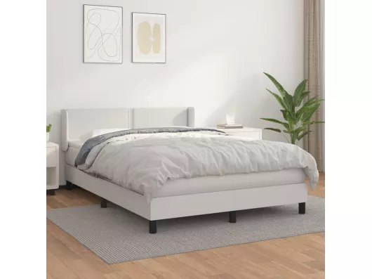 Kauf Unique Boxspringbett mit Matratze Weiß 140x190 cm Kunstleder