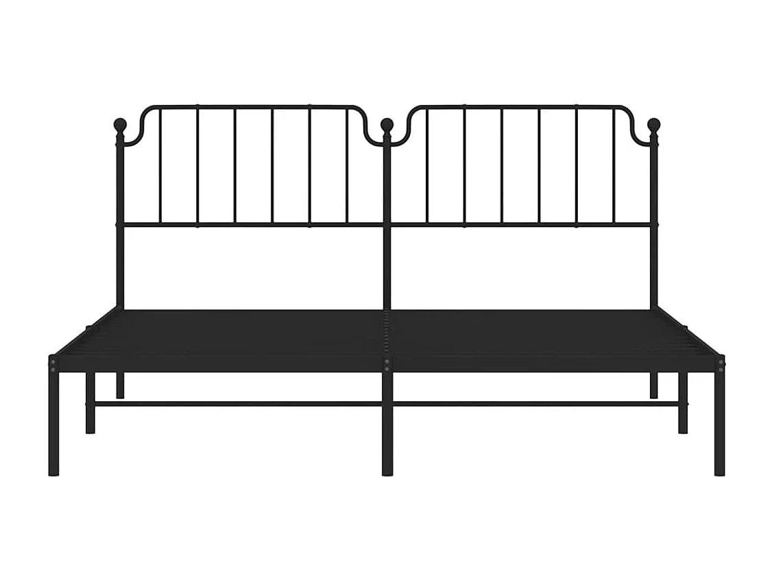 Cadre de lit métal sans matelas et tête de lit noir 180x200 cm