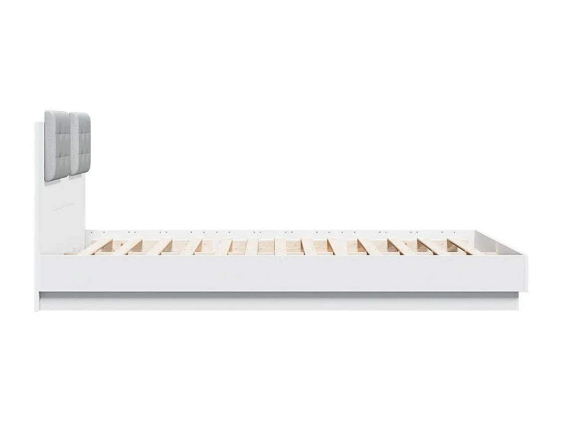 Estrutura de cama com cabeceira e luzes LED 140x200 cm branco