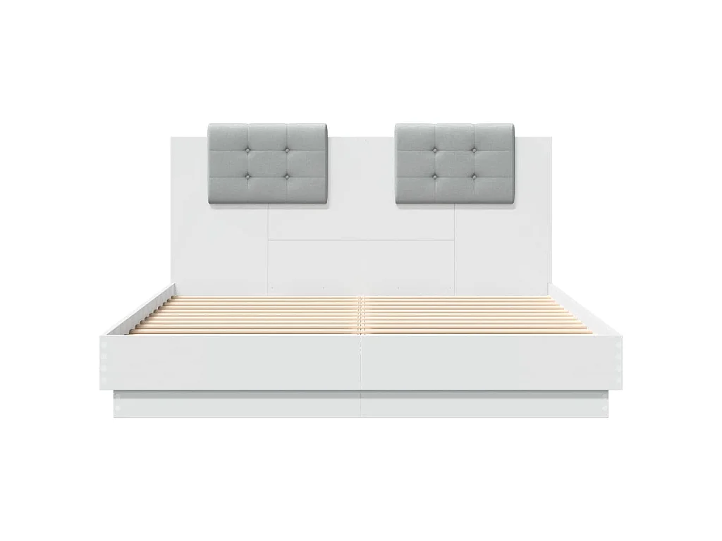Bettgestell mit Kopfteil und LED-Leuchten Weiß 140x200 cm