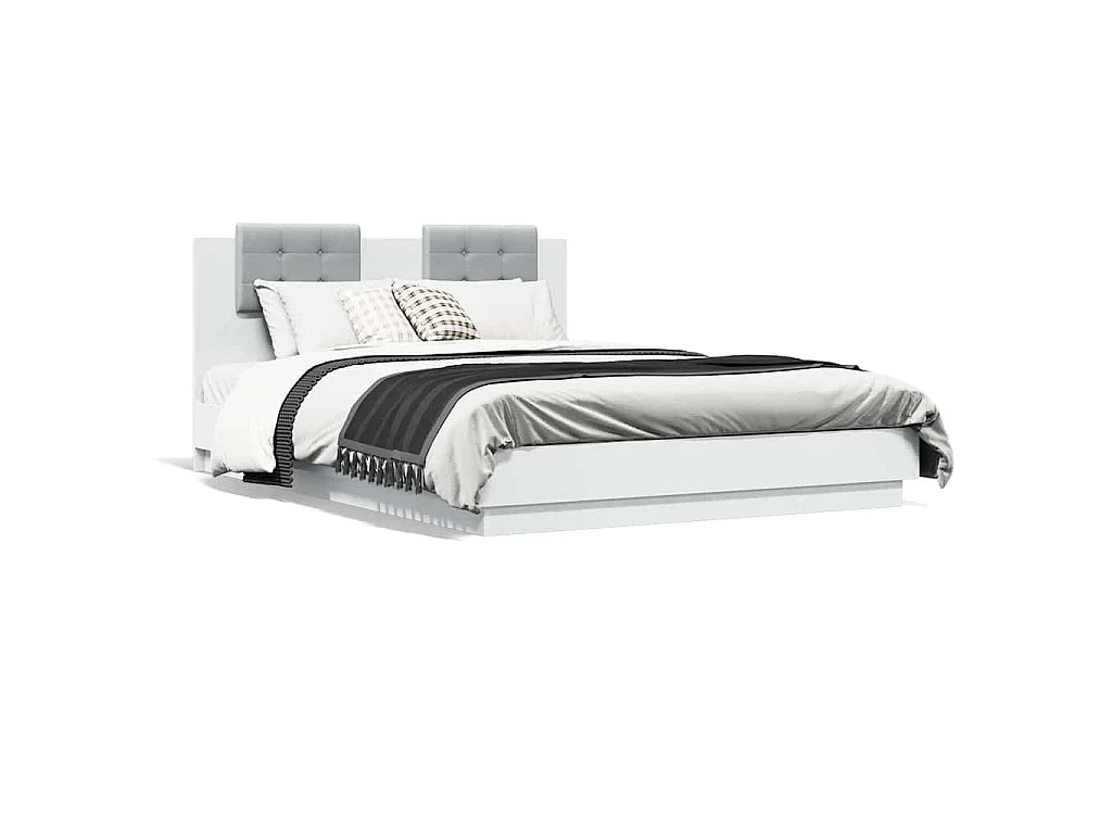 Cadre de lit avec LED sans matelas blanc 140x200 cm