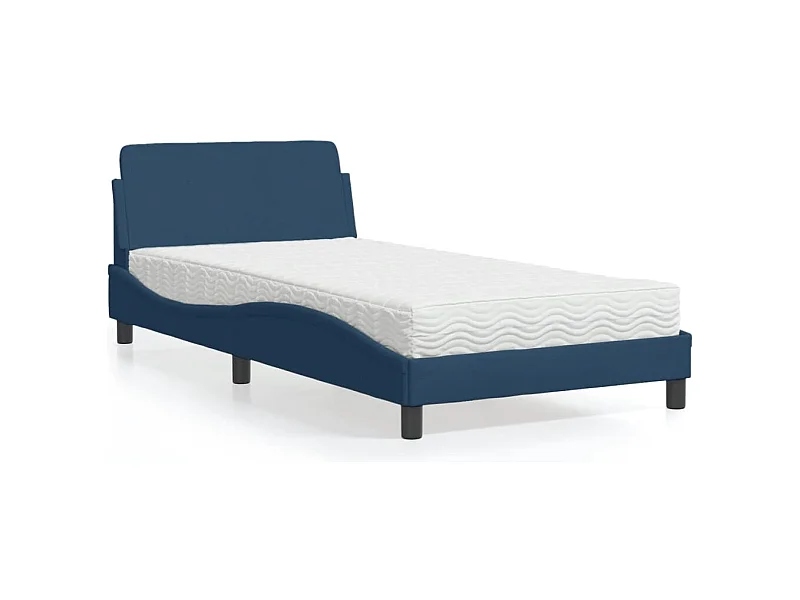 Lit avec matelas Dover bleu 100x200 cm tissu