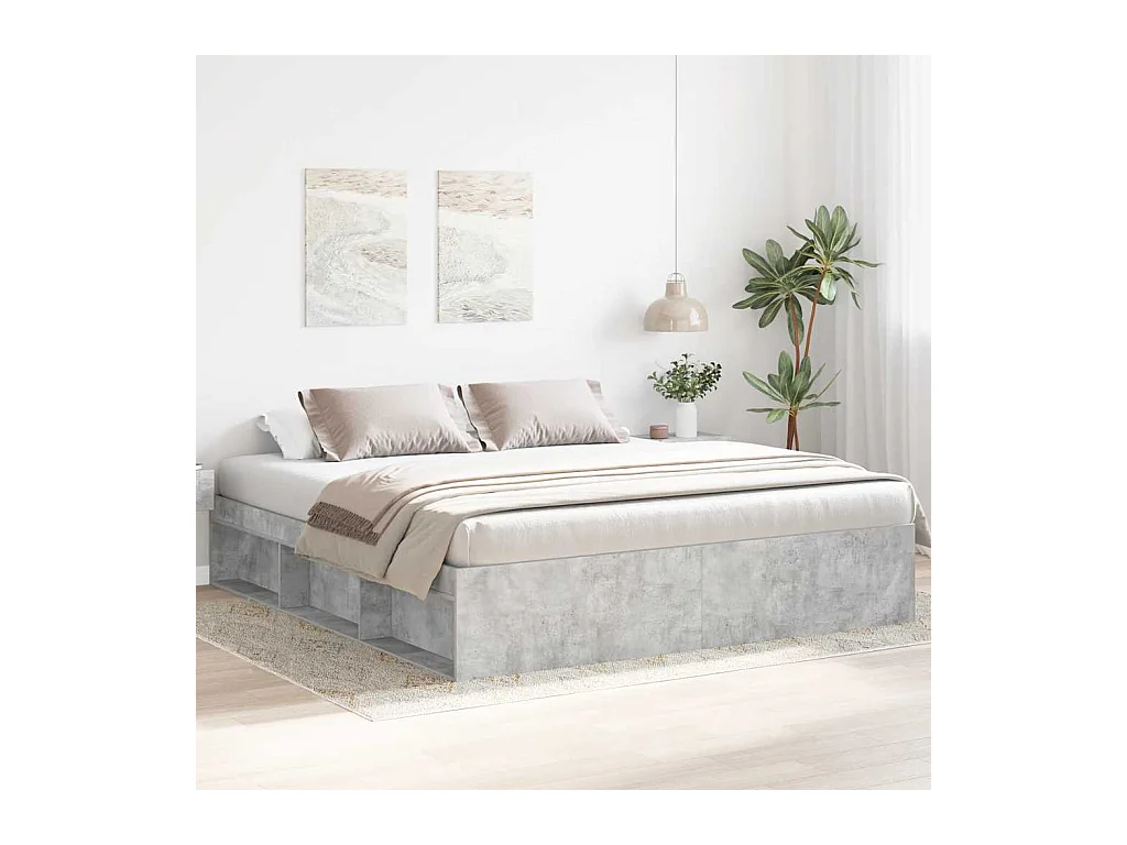 Cadre de lit sans matelas gris béton 180x200 cm