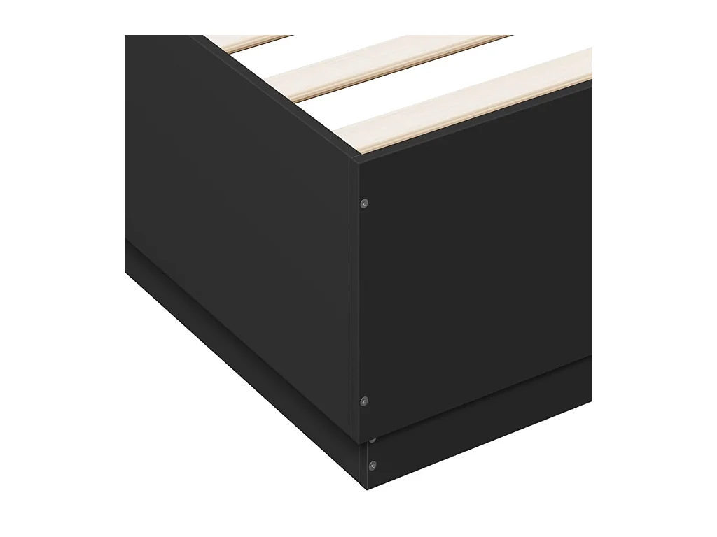 Cadre de lit avec LED sans matelas noir 160x200 cm