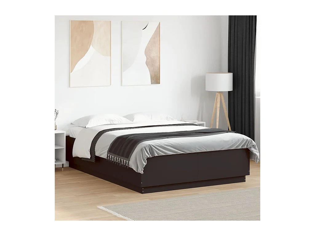 Cadre de lit avec LED sans matelas noir 160x200 cm