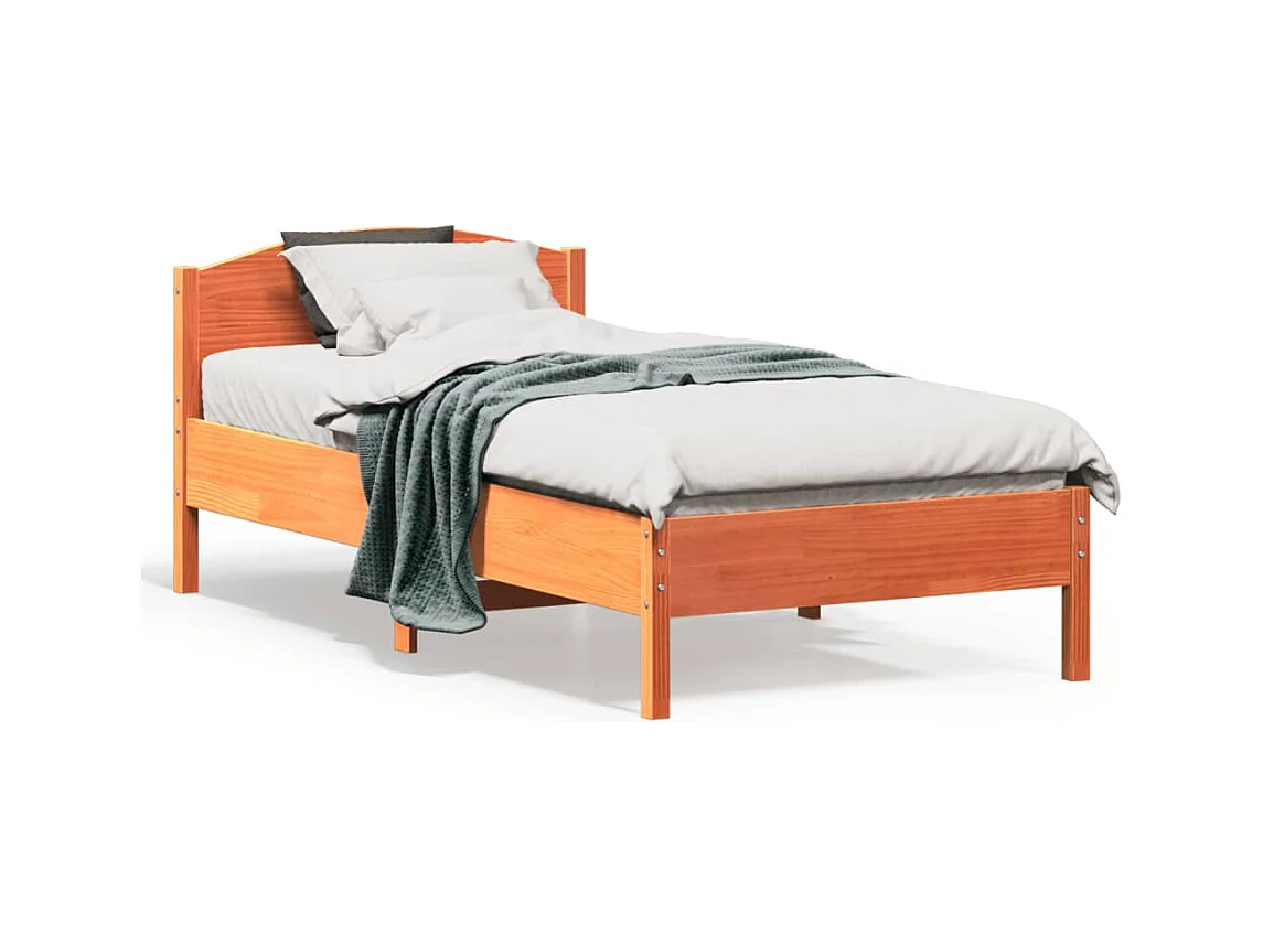 Cadre de lit sans matelas cire marron 90x190 cm bois pin massif