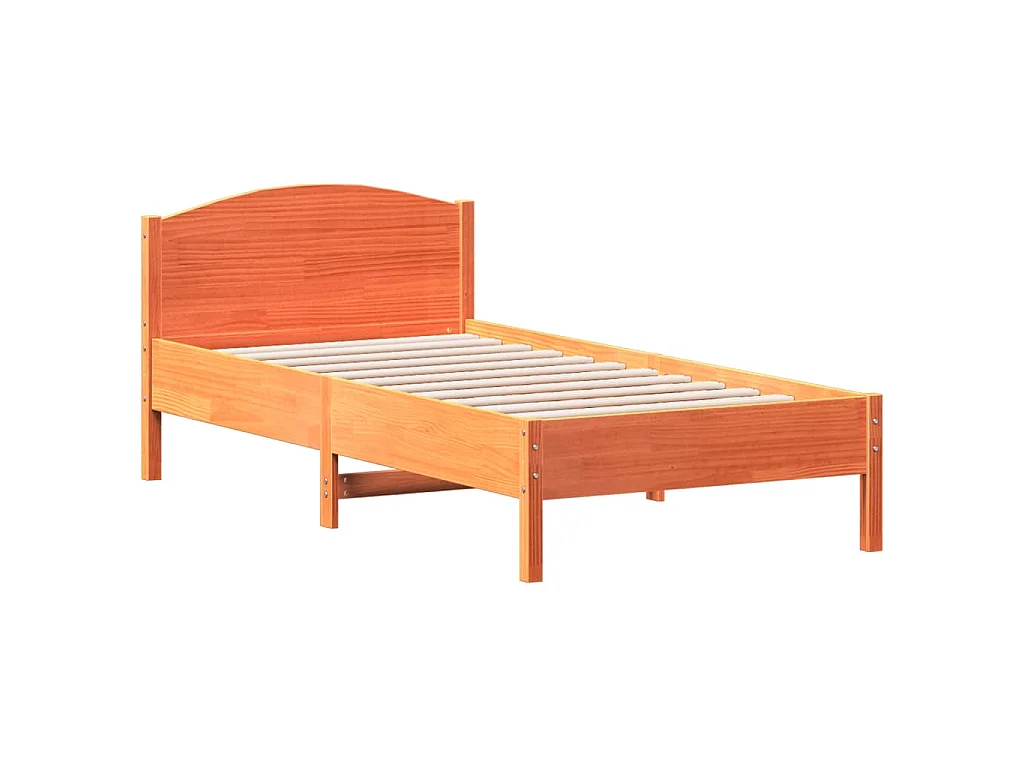 Cadre de lit sans matelas cire marron 90x190 cm bois pin massif