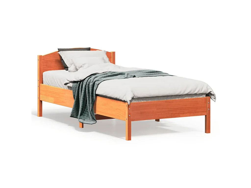 Cadre de lit sans matelas cire marron 90x190 cm bois pin massif