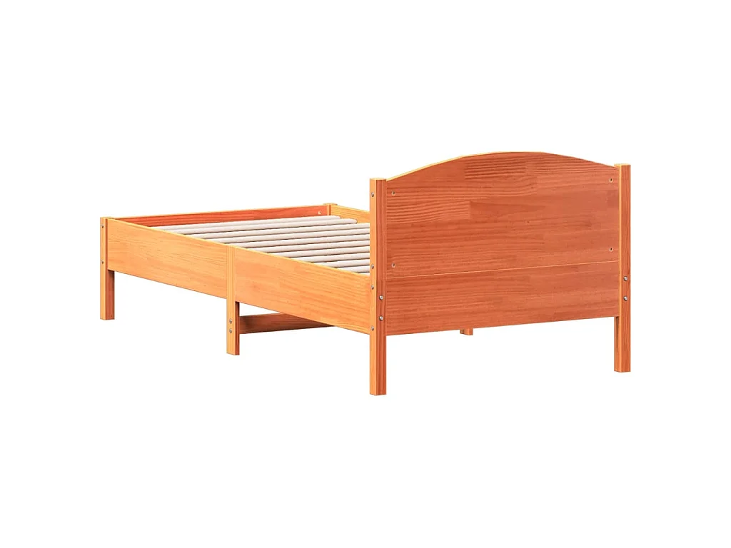 Cadre de lit sans matelas cire marron 90x190 cm bois pin massif