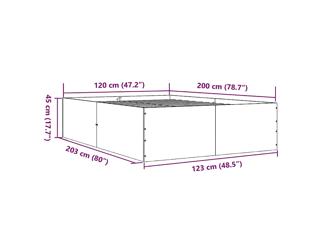 Bettgestell Weiß 120x200 cm Holzwerkstoff