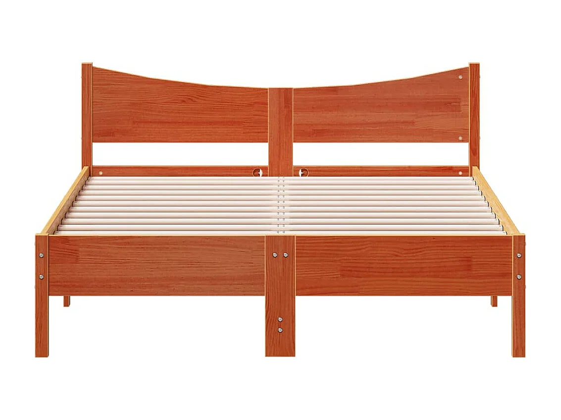Cadre de lit sans matelas cire marron 140x190cm bois pin massif