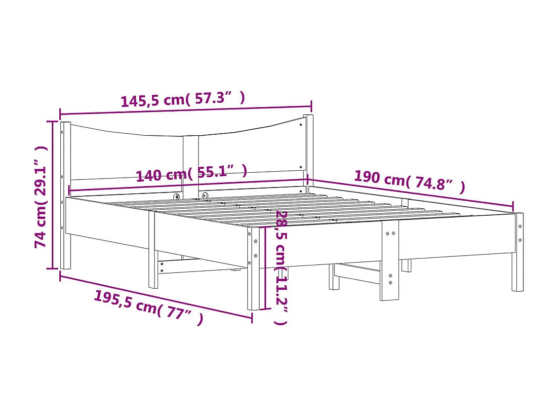 Bed met matras massief grenenhout wasbruin 140x190 cm
