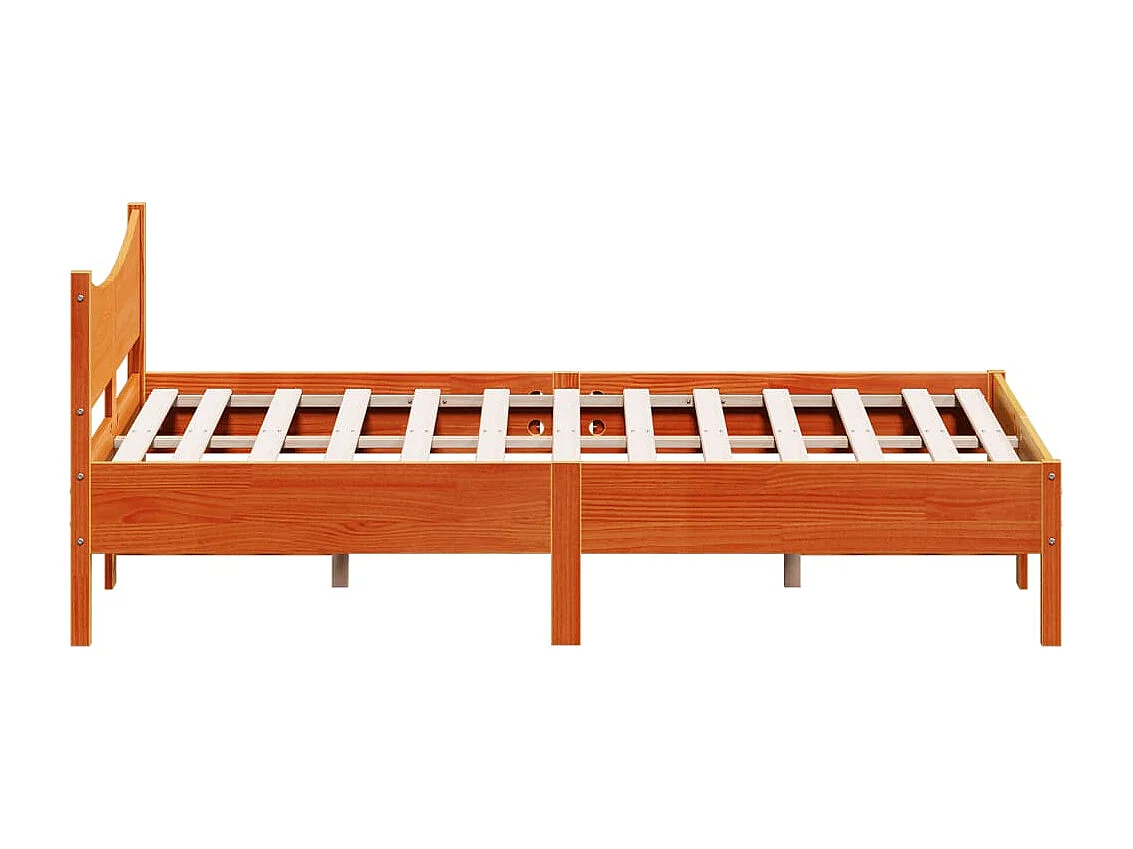 Bed met matras massief grenenhout wasbruin 140x190 cm