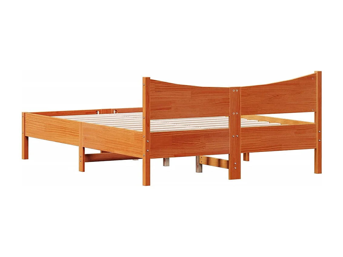 Bed met matras massief grenenhout wasbruin 140x190 cm