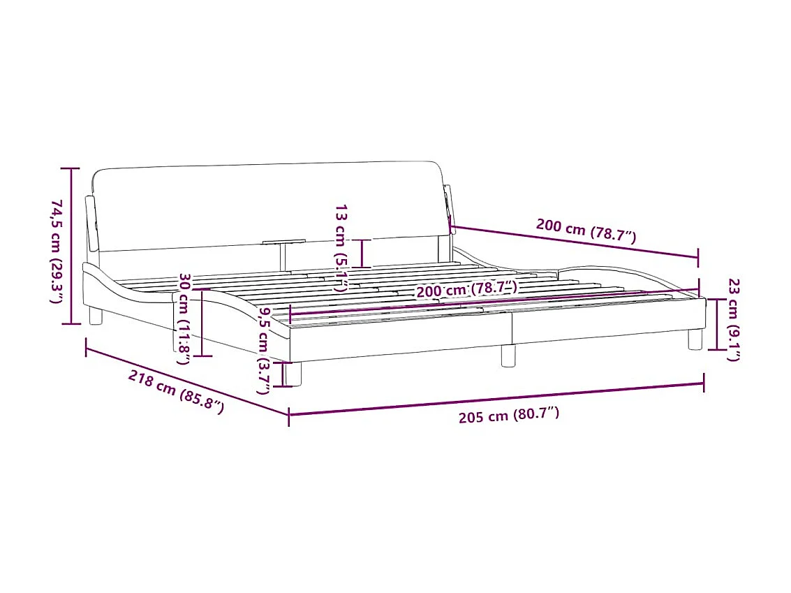 Bedframe "Dover" 200x200 cm fluweel zwart