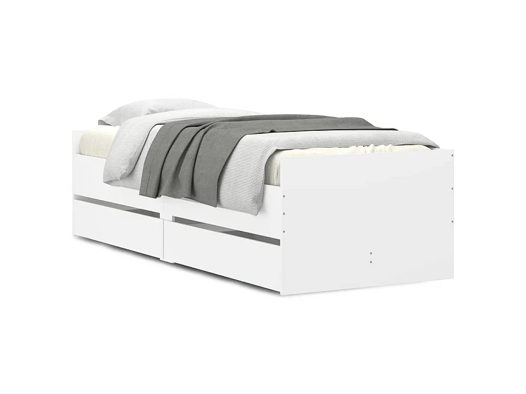Cadre de lit avec tiroirs sans matelas blanc 90x190 cm
