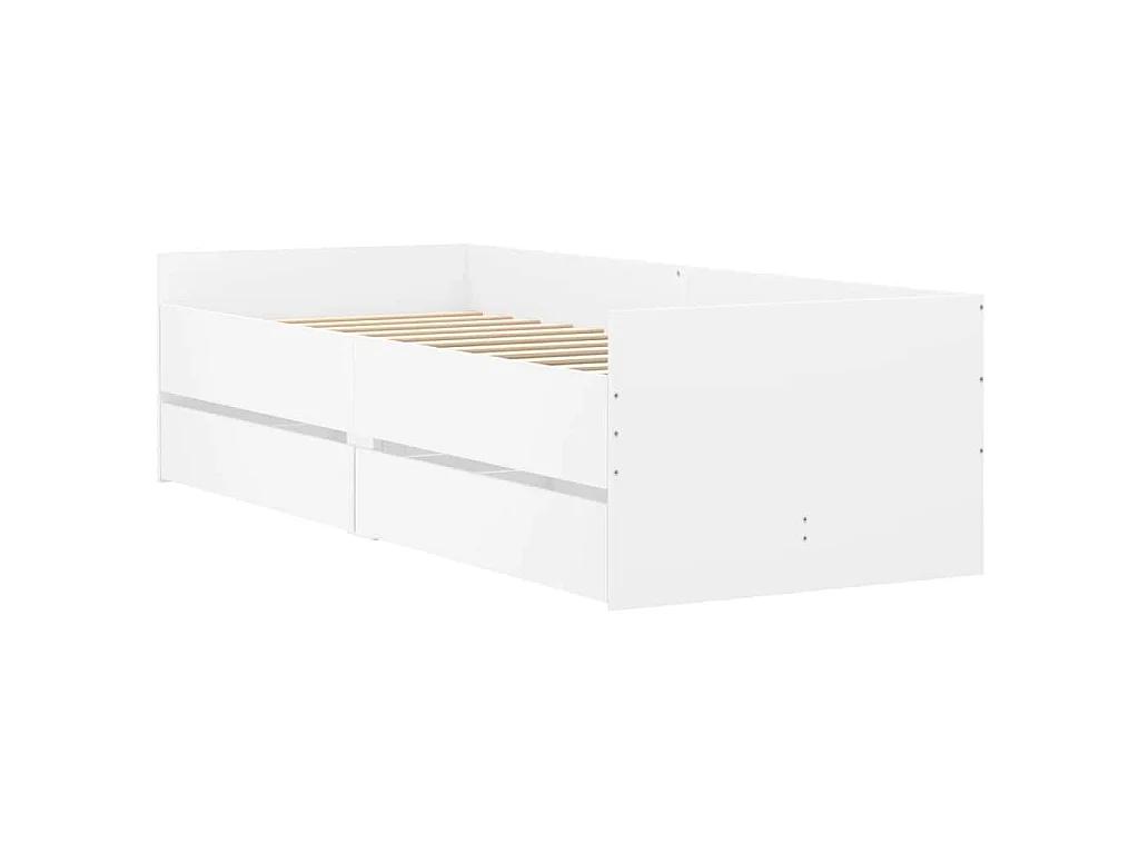 Cadre de lit avec tiroirs sans matelas blanc 90x190 cm