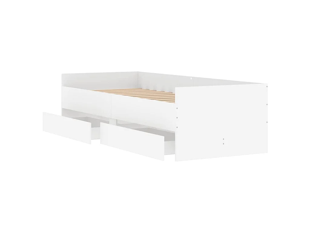 Cadre de lit avec tiroirs sans matelas blanc 90x190 cm