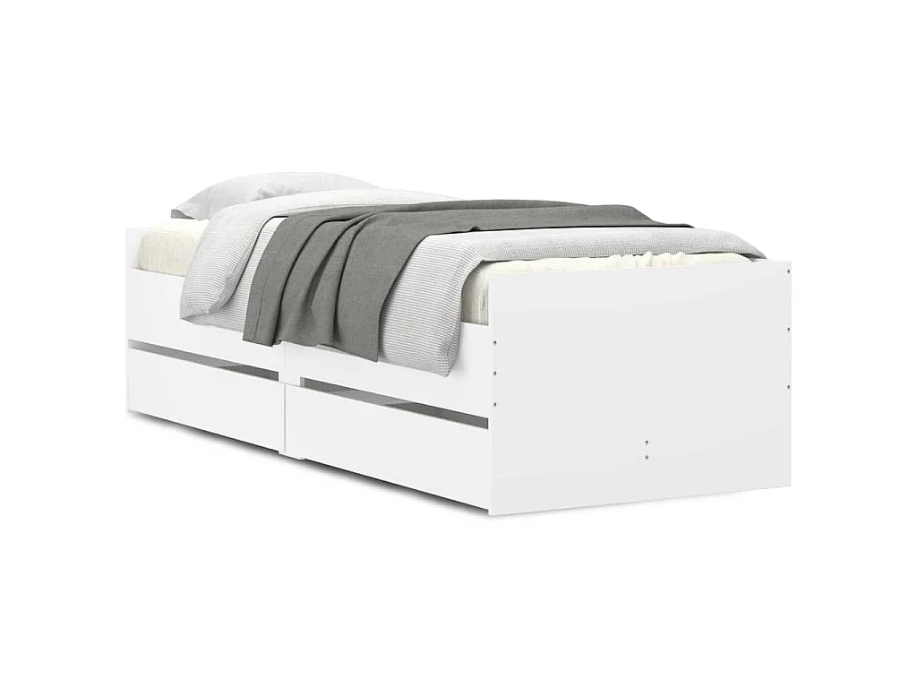 Cadre de lit avec tiroirs sans matelas blanc 90x190 cm