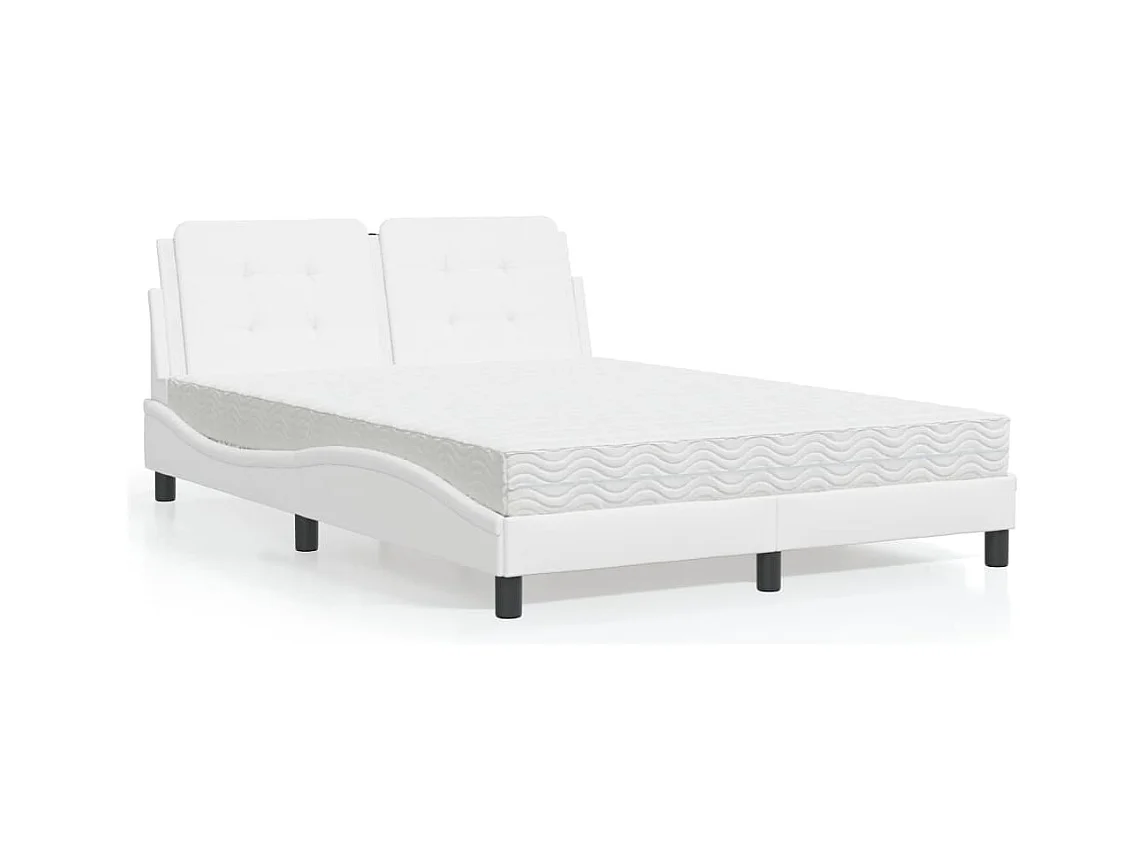 Lit avec matelas blanc 140x190 cm similicuir