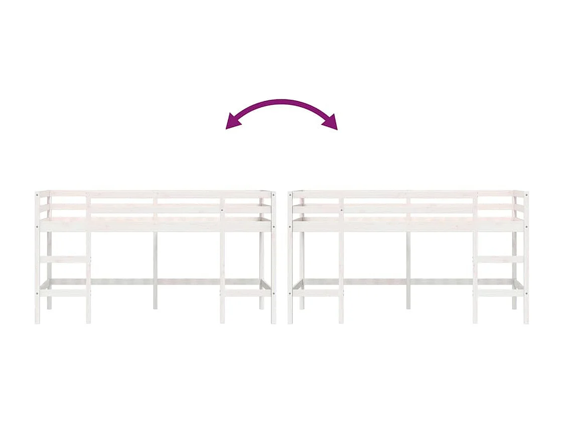 Kinderhoogslaper met ladder 80x200 cm massief grenenhout wit