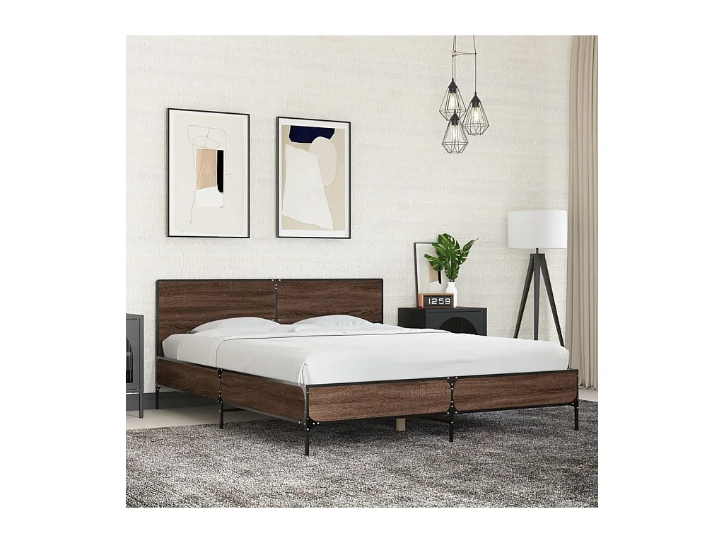 Cadre de lit sans matelas chêne marron 160x200 cm