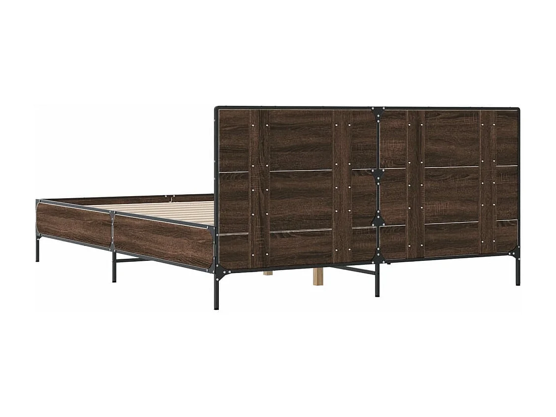 Bedframe bewerkt hout metaal bruin eikenkleur 160x200 cm