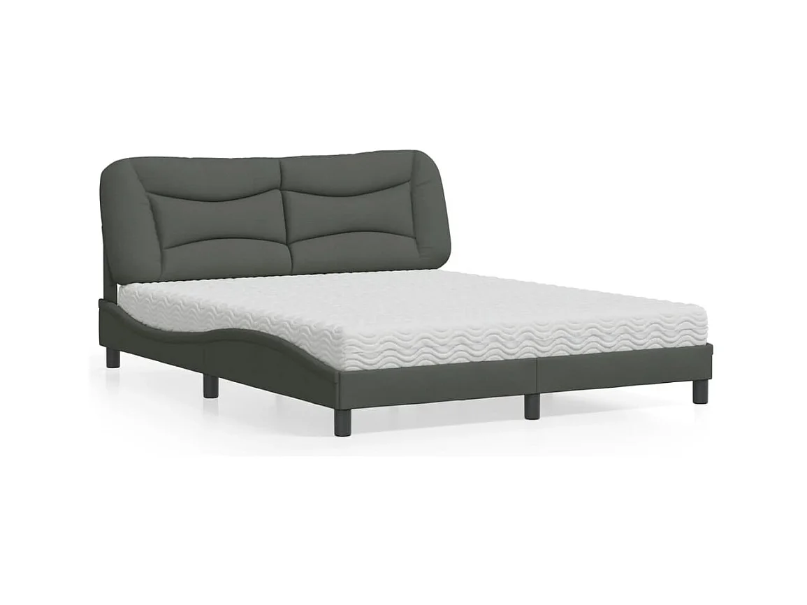Bed met matras "Hvar" stof donkergrijs 160x200 cm