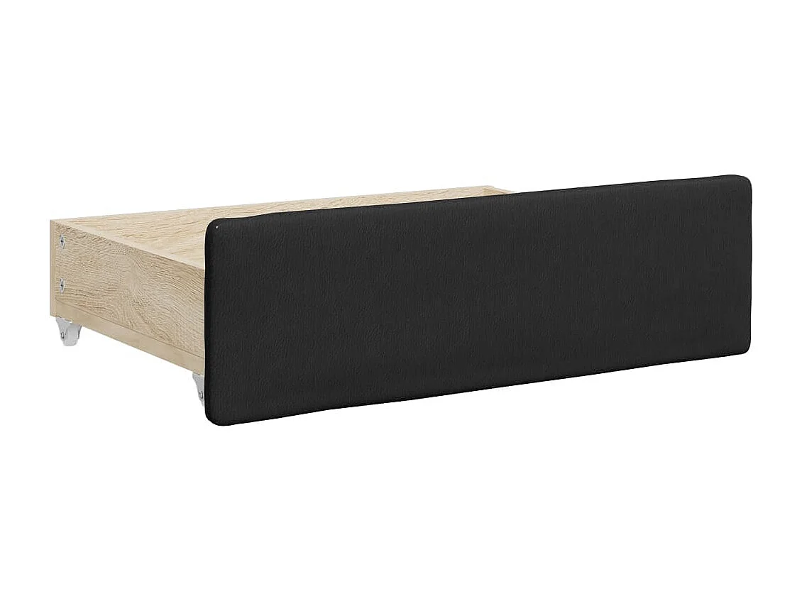 Lit de jour avec gigogne et tiroirs noir 90x200 cm similicuir