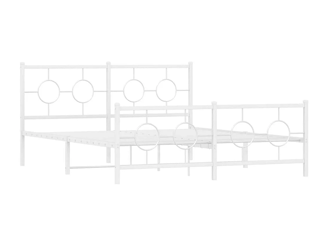Bedframe met hoofd- en voeteneinde metaal wit 150x200 cm