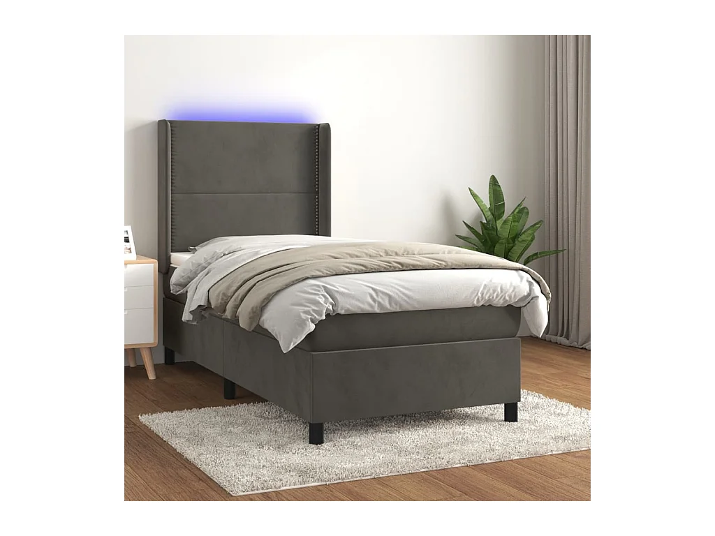Boxspring met matras en LED fluweel donkergrijs 90x190 cm