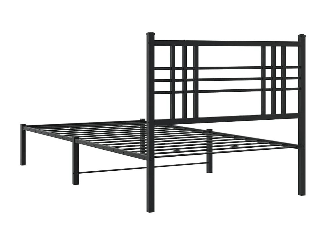Bedframe met hoofdbord metaal zwart 90x200 cm