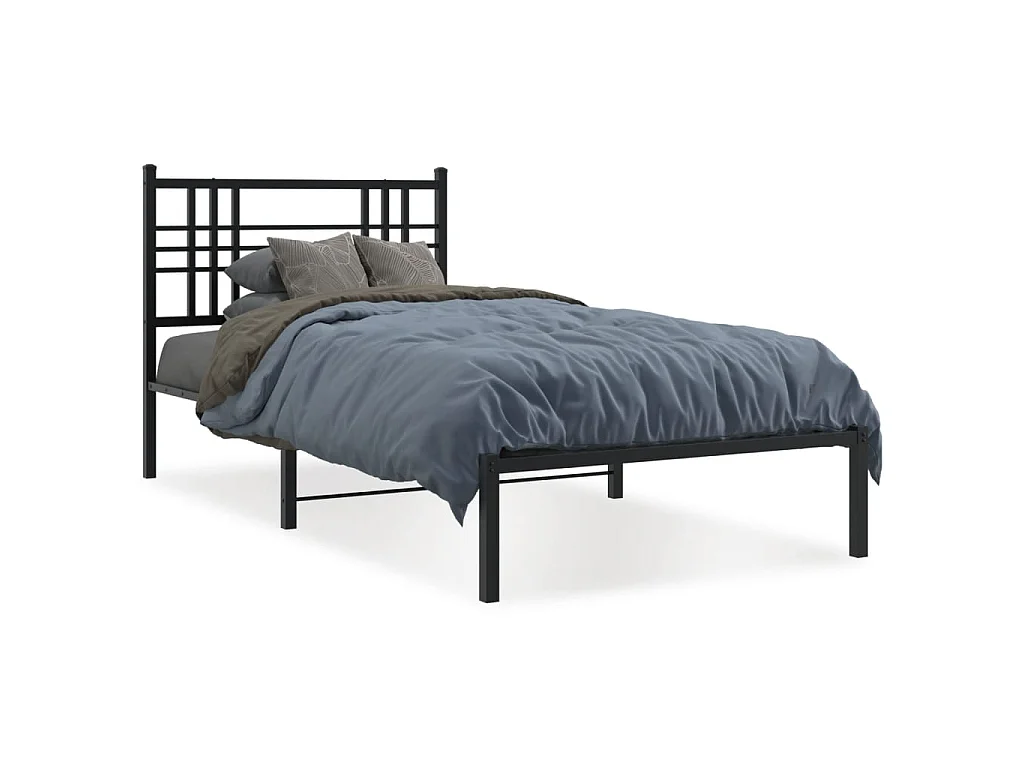 Giroletto con Testiera in Metallo Nero 90x200 cm