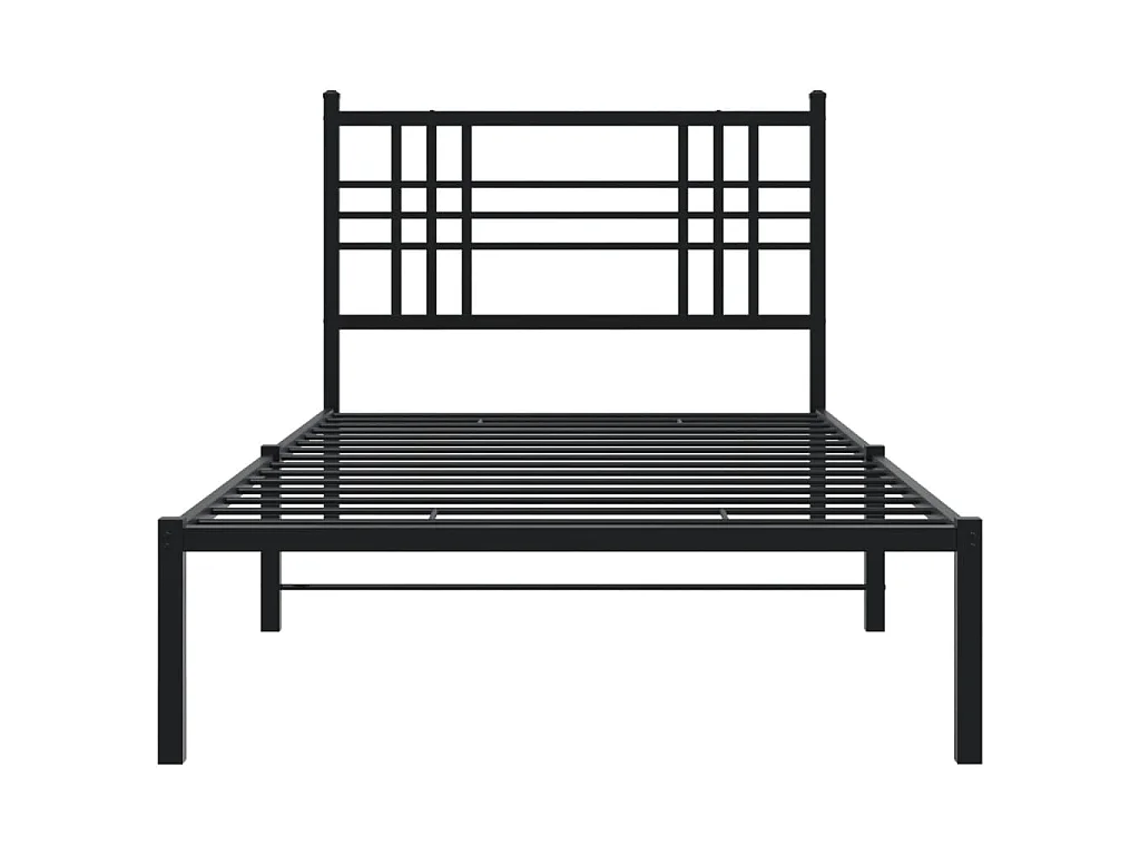 Giroletto con Testiera in Metallo Nero 90x200 cm