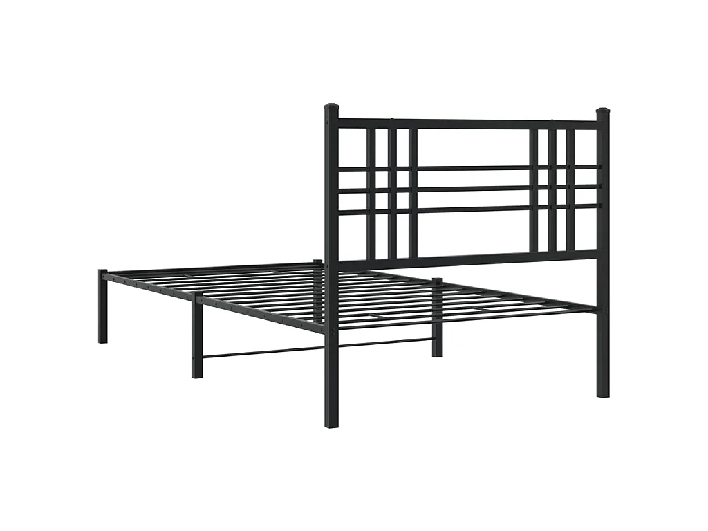 Giroletto con Testiera in Metallo Nero 90x200 cm