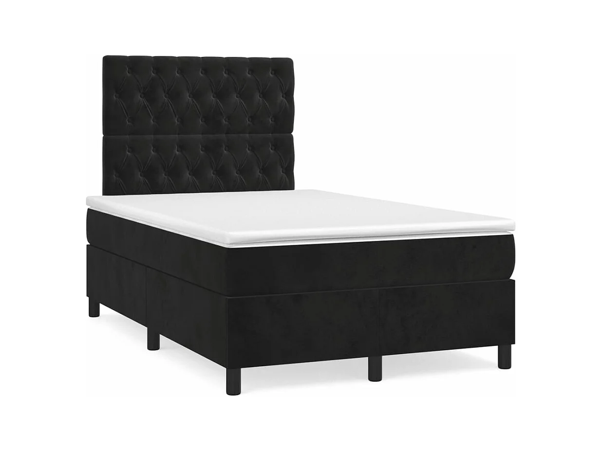 Sommier à lattes de lit avec matelas noir 120x190 cm velours