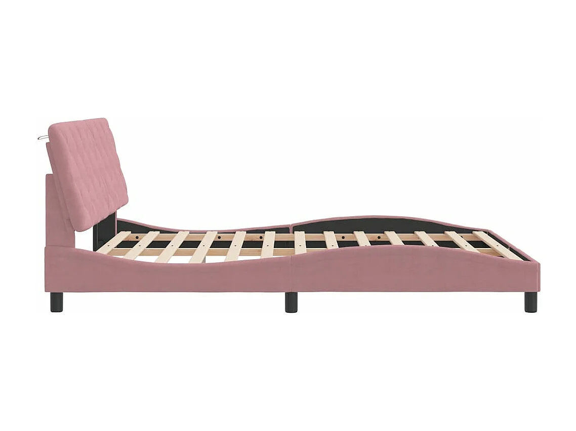 Cadre de lit avec LED sans matelas rose 160x200 cm velours