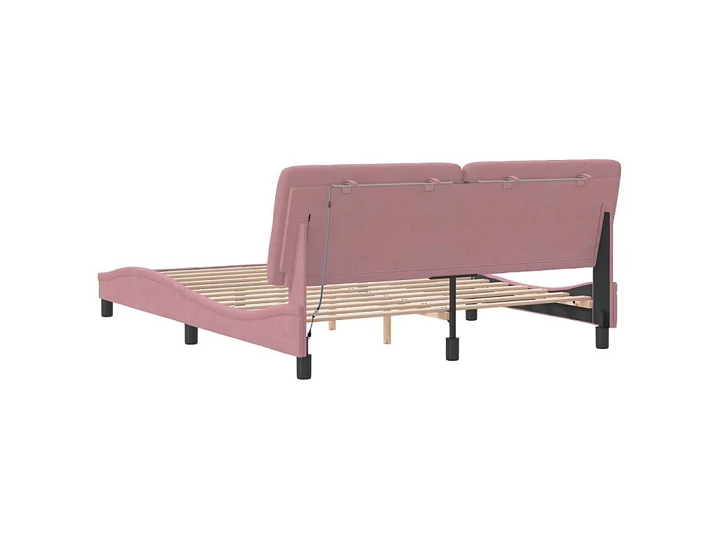 Bedframe met LED zonder matras fluweel roze 160x200 cm