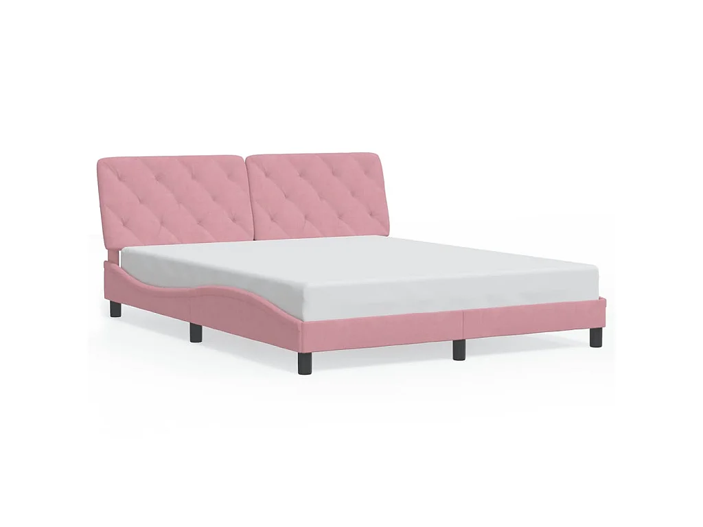 Cadre de lit avec LED sans matelas rose 160x200 cm velours