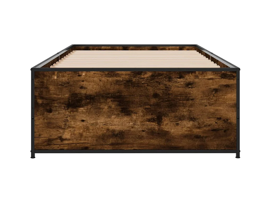 Bettgestell Räuchereiche 75x190 cm Holzwerkstoff und Metall