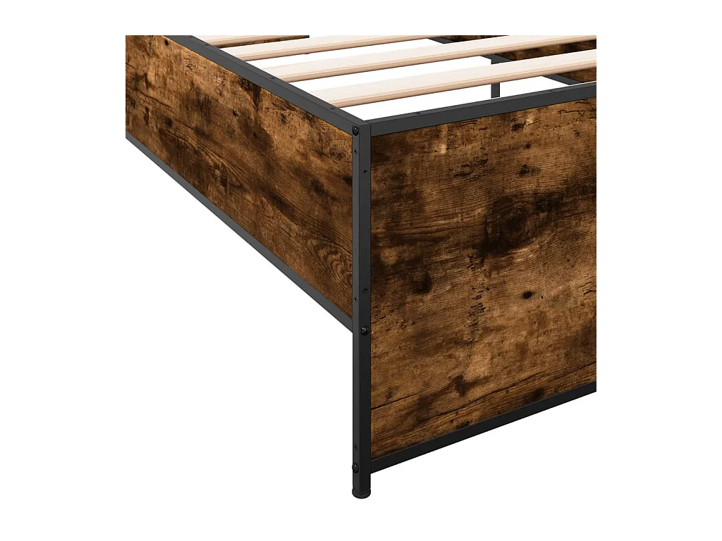 Bettgestell Räuchereiche 75x190 cm Holzwerkstoff und Metall