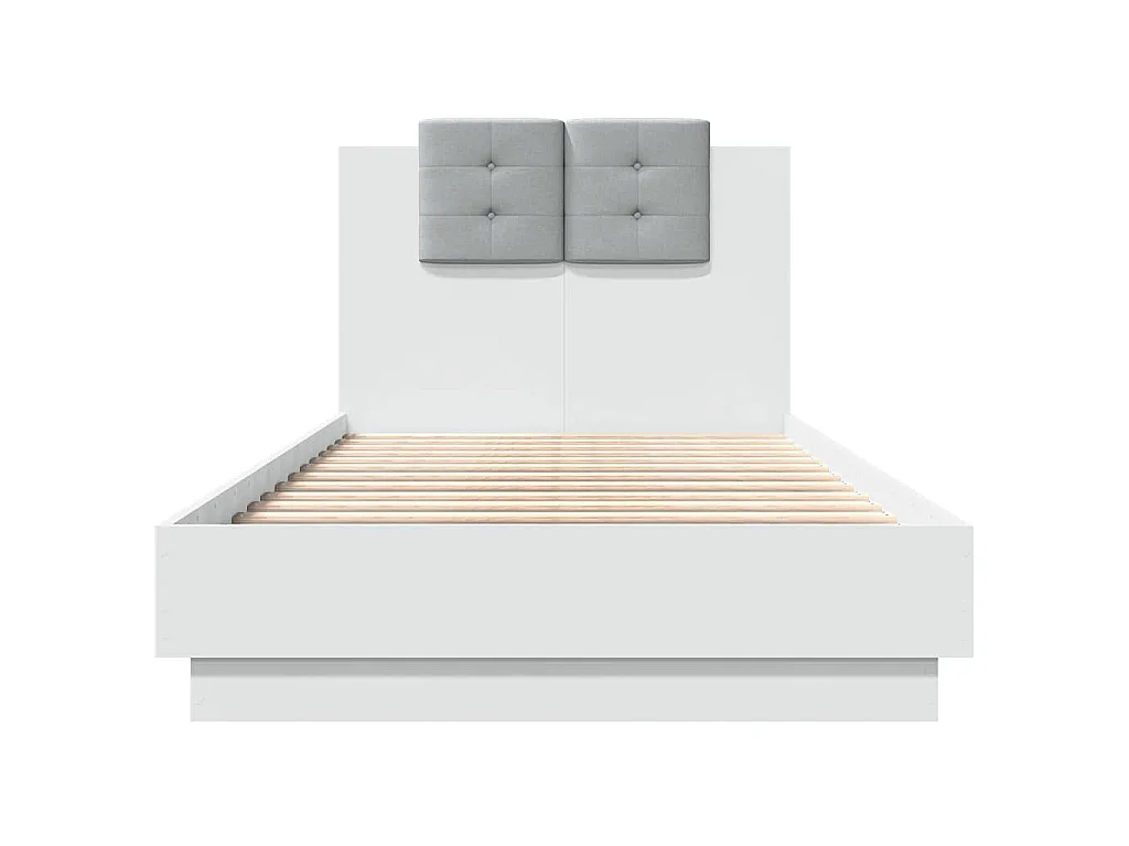 Bettgestell mit Kopfteil und LED-Leuchten Weiß 75x190 cm