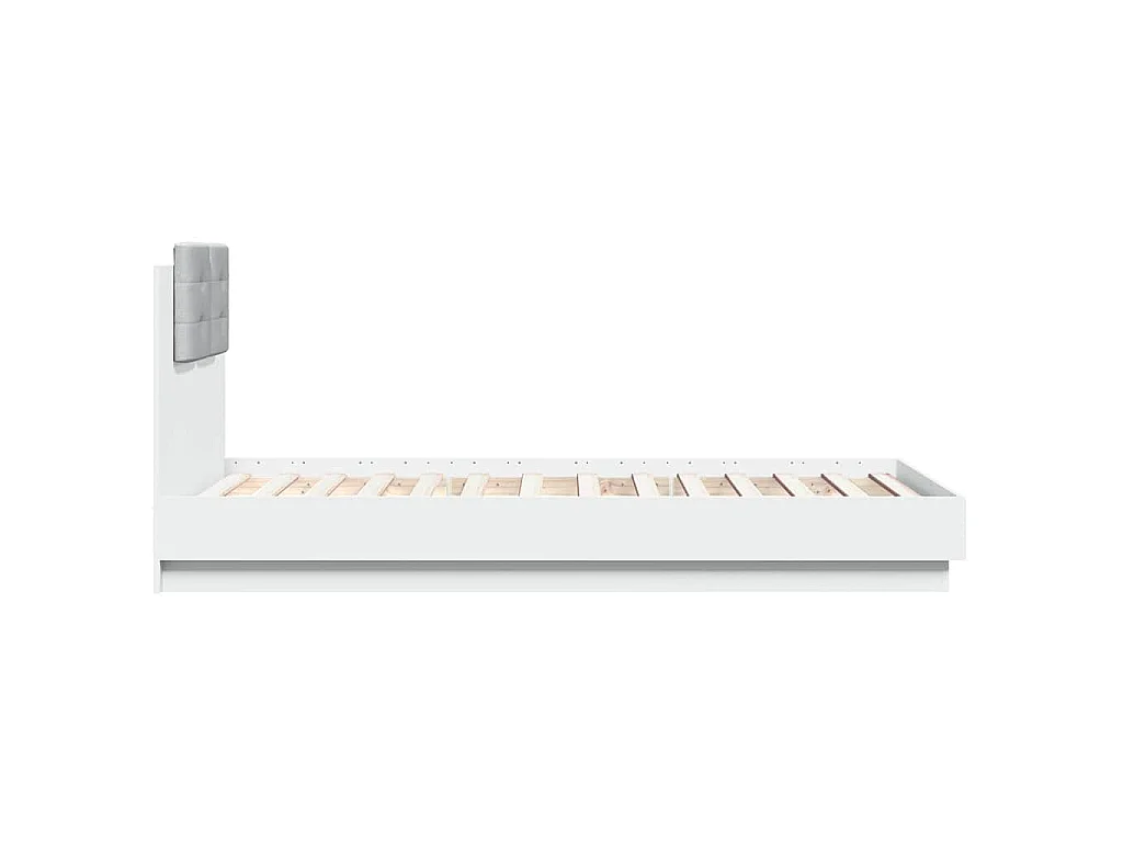 Bettgestell mit Kopfteil und LED-Leuchten Weiß 75x190 cm