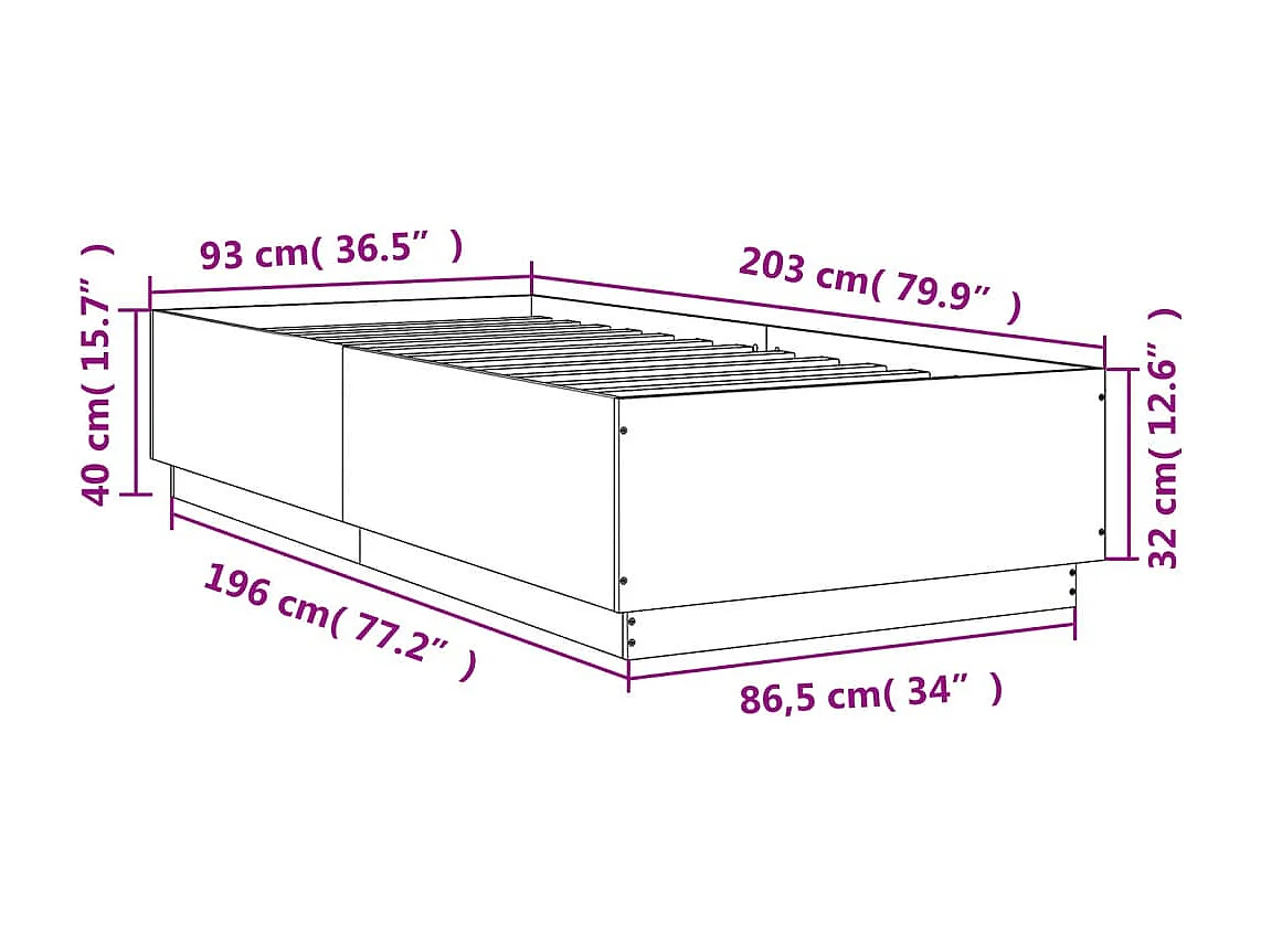 Cadre de lit sans matelas blanc 90x200 cm