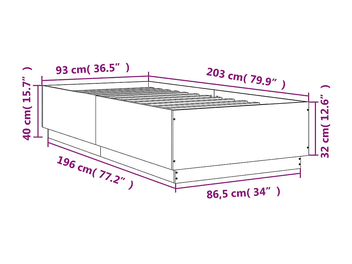Cadre de lit sans matelas blanc 90x200 cm