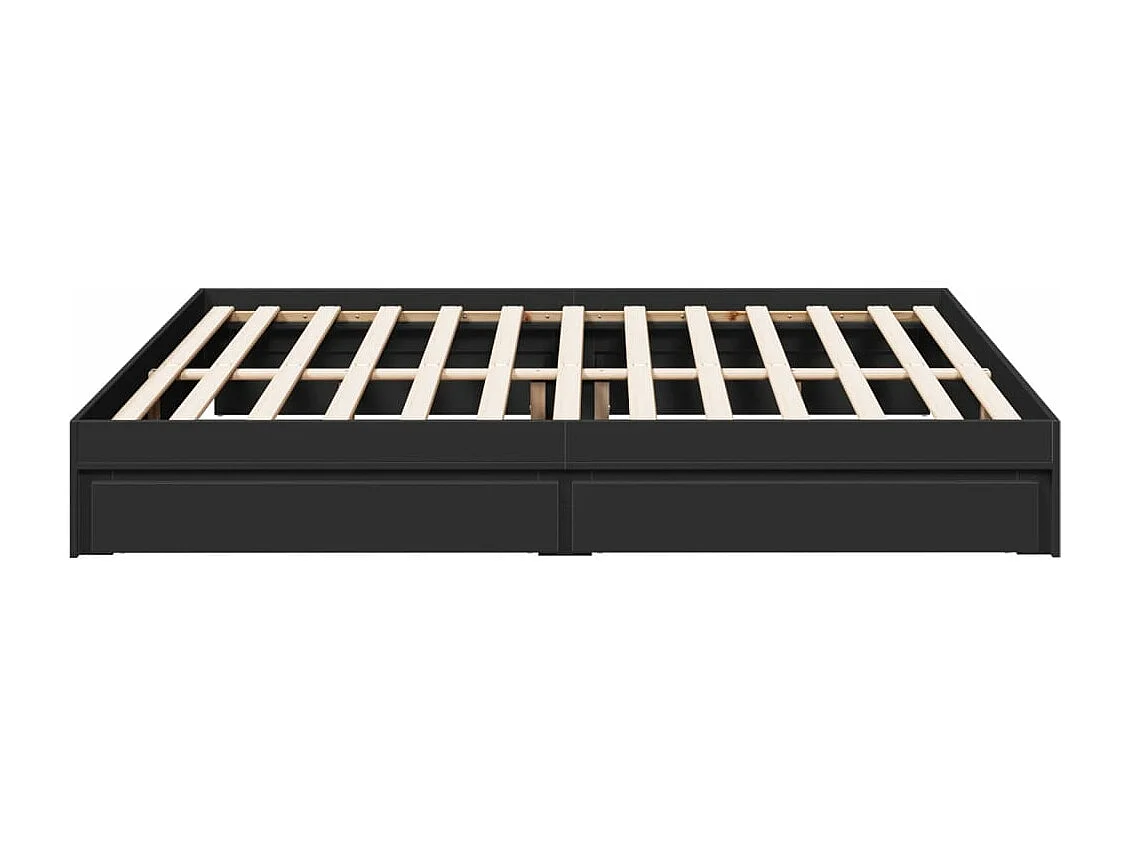 Cadre de lit avec tiroirs sans matelas noir 200x200 cm