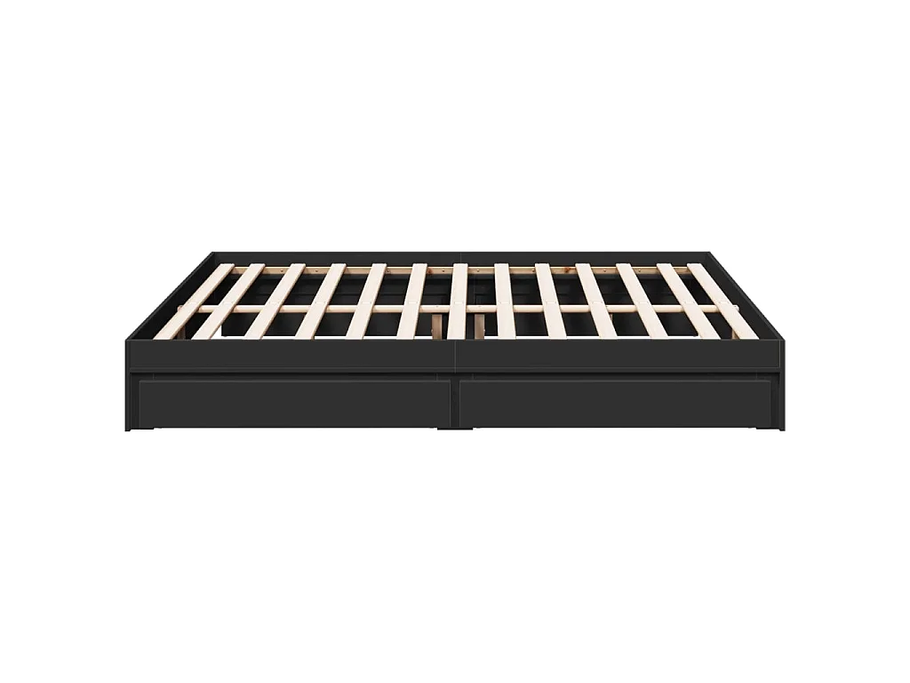 Cadre de lit avec tiroirs sans matelas noir 200x200 cm