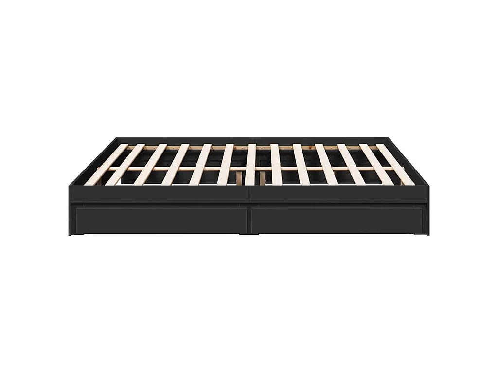 Cadre de lit avec tiroirs sans matelas noir 200x200 cm