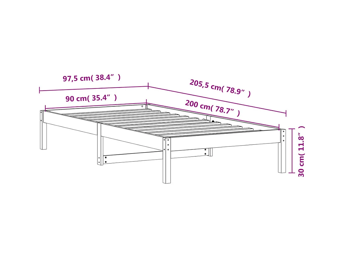 Lit de jour sans matelas cire marron 90x200 cm bois pin massif